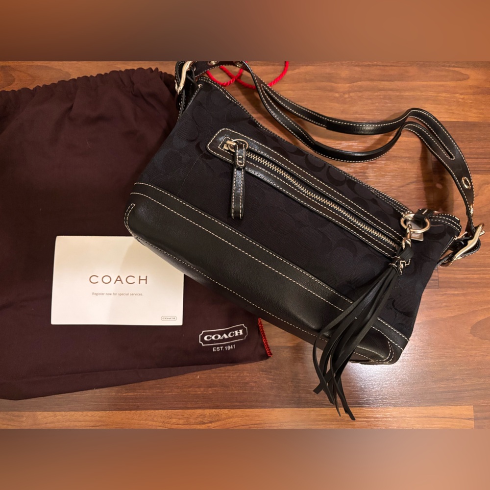 Coach Black Shoulder Bag with Tassel